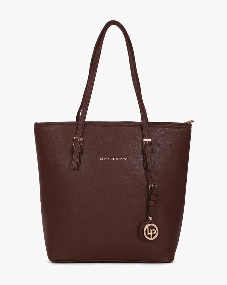 Textured Shoulder Bag with Buckle Detail