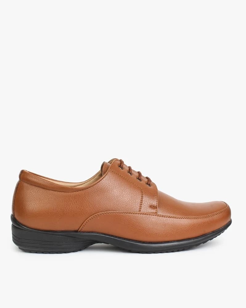Men Panelled Lace-Up Derby Shoes