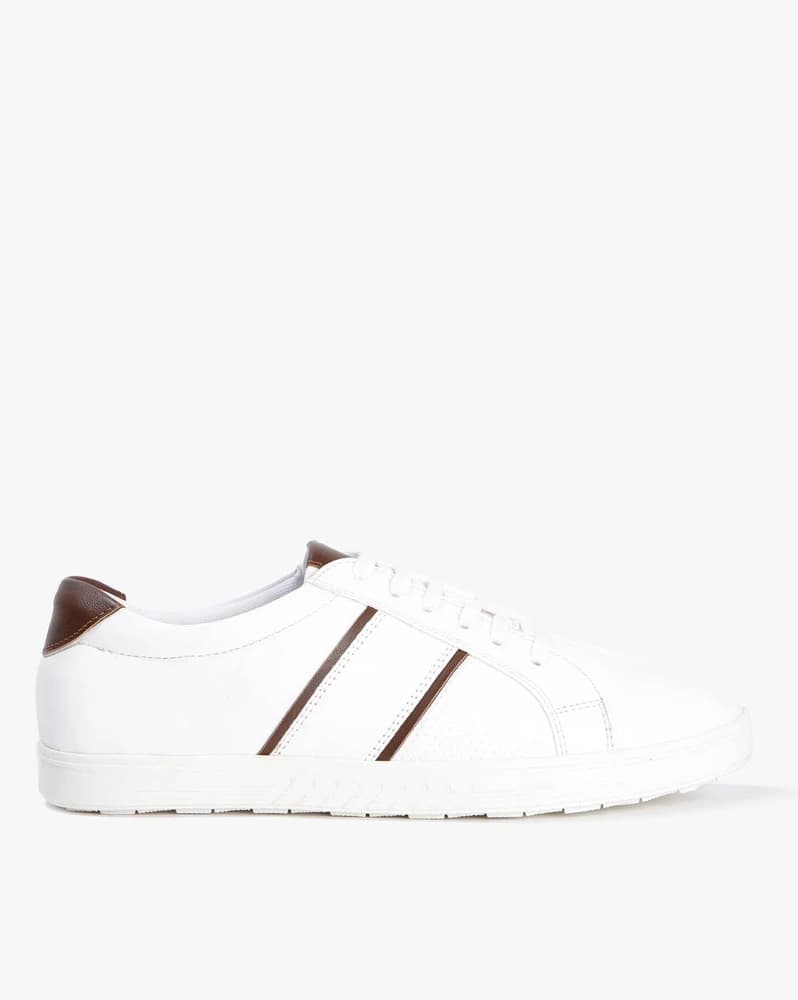 Lace-Up Shoes with Contrast Stripes
