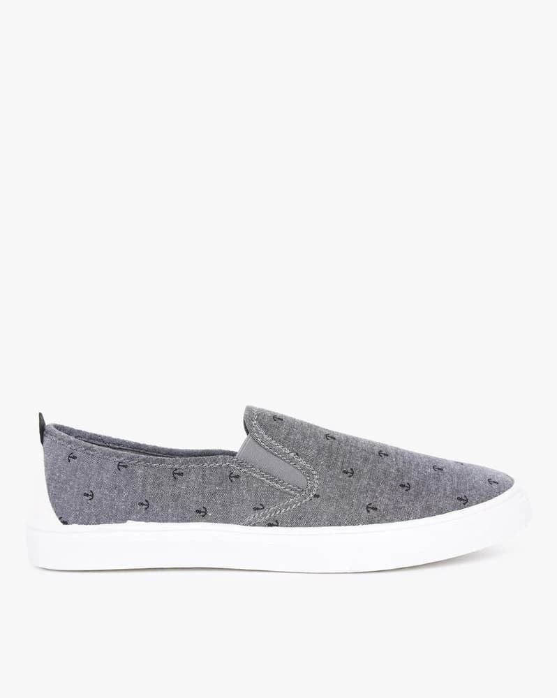 Anchor Print Plimsolls with Pull-Tabs