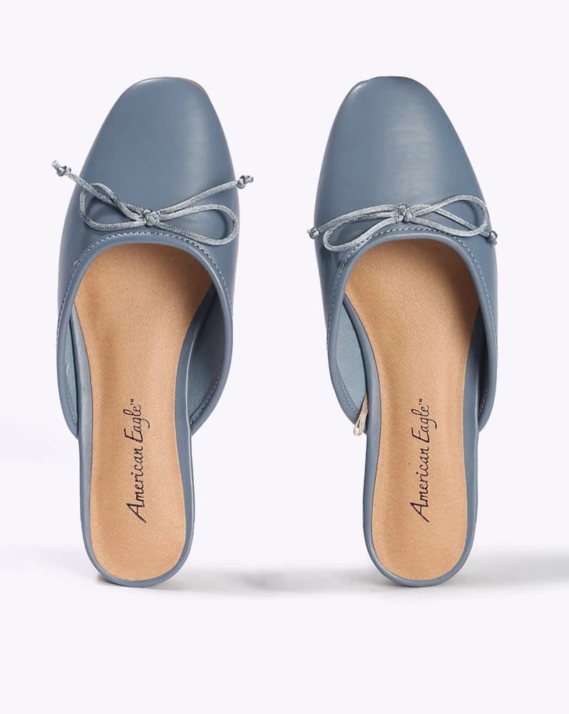 Women Round-Toe Mules with Bow Accent