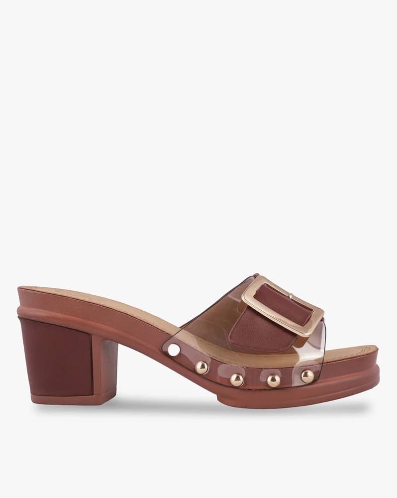 Chunky Heels with Buckle Accent