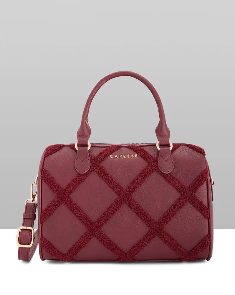 Women Embroidered Satchel with Detachable Strap