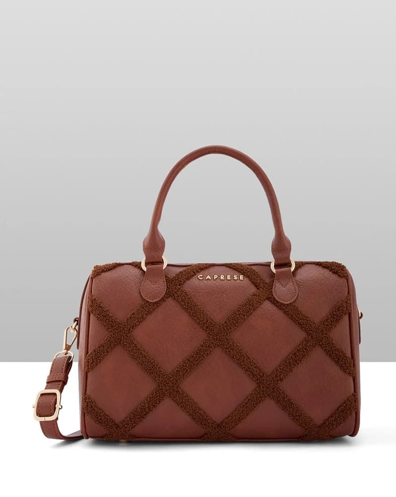 Women Embroidered Satchel with Detachable Strap