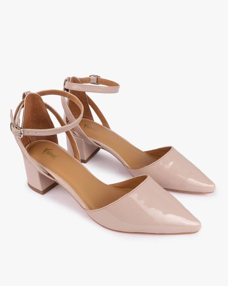 Pointed-Toe Slingback Chunky Heeled Sandals
