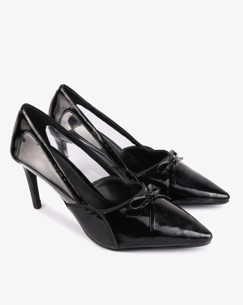 Pointed-Toe Stilettos with Bow Detail