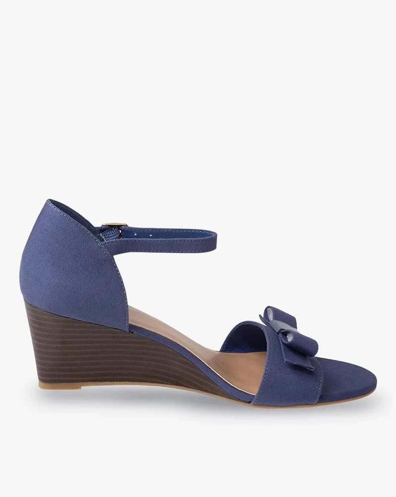 Ankle-Strap Wedges with Bow Accent