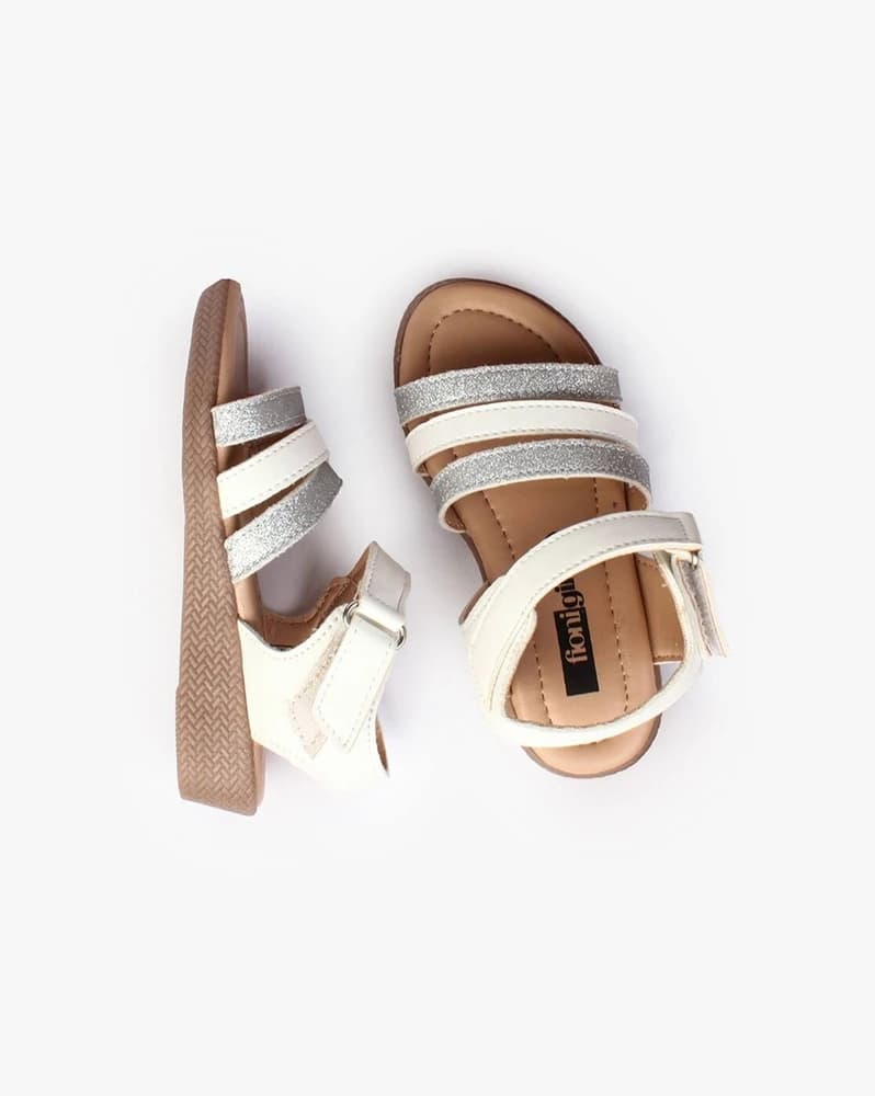 Shimmer Strappy Sandals with Velcro Fastening