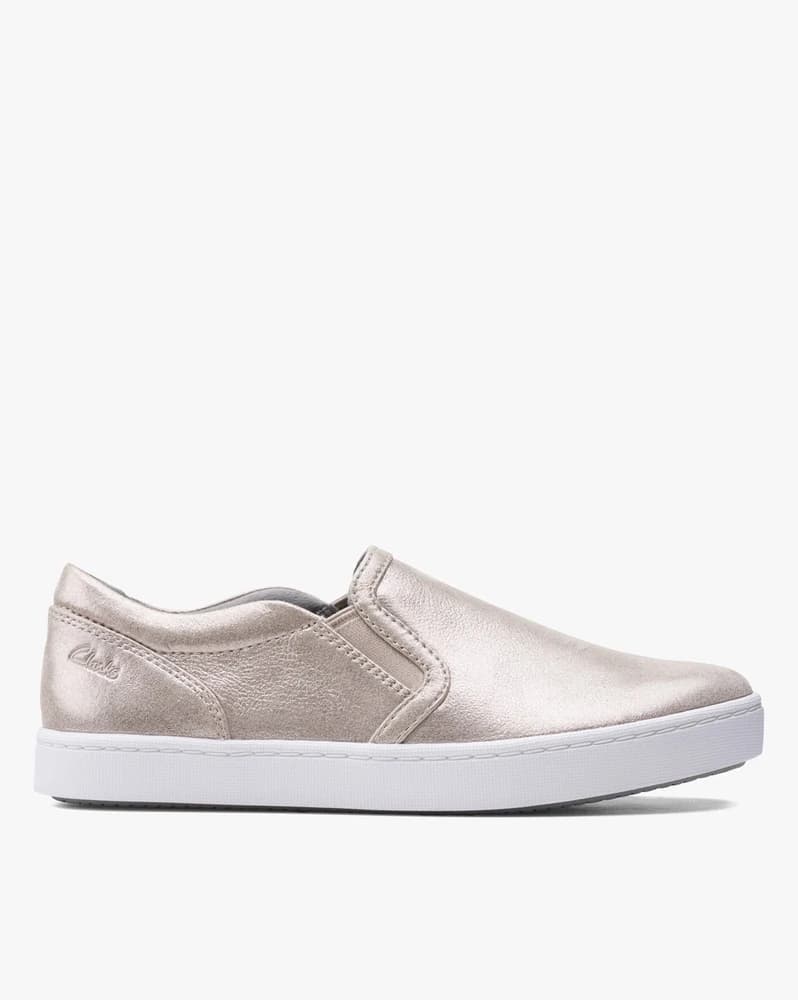 Metallic Slip-On Shoes with Elasticated Gussets