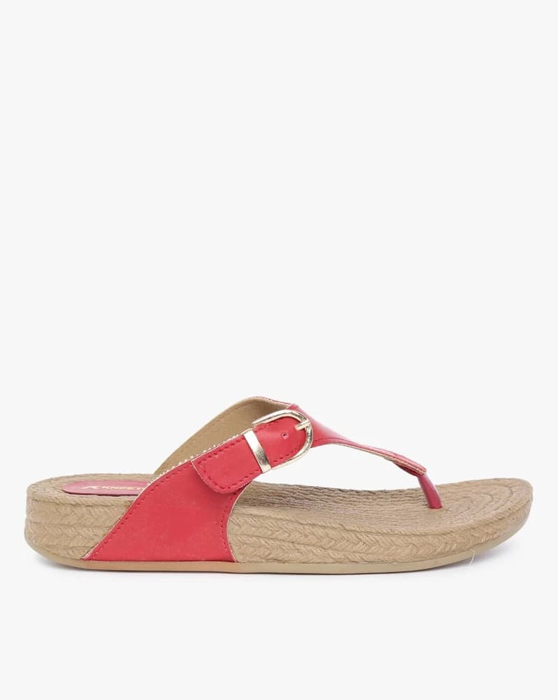 Textured T-Strap Flat Sandals