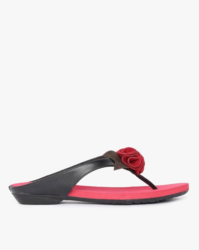 Thong-Strap Flat Sandals with Floral Accent