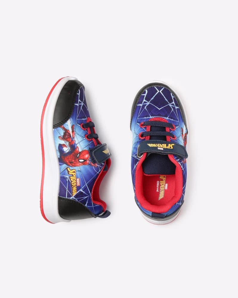 Spider-Man Print Slip-On Shoes with Velcro Fastening