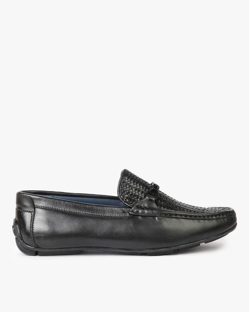 Textured Leather Slip-On Loafers