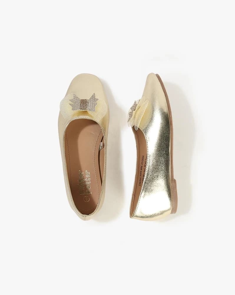 Girls Embellished Bow Accent Ballerinas
