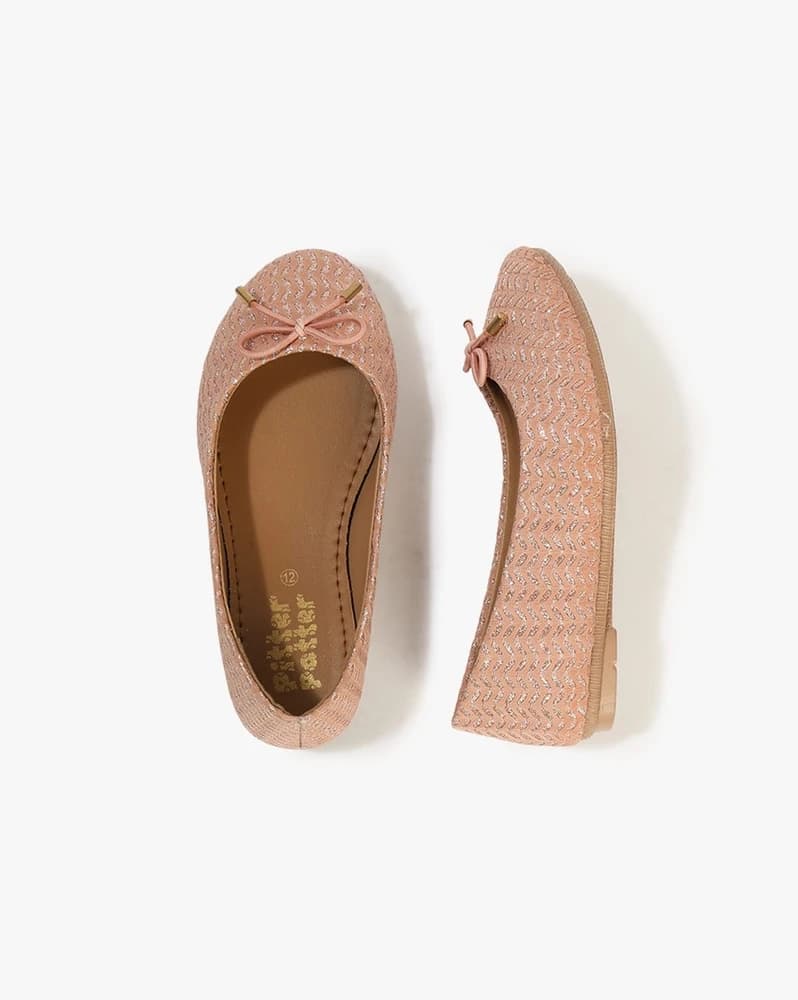 Girls Slip-On Ballerinas with Bow Accent