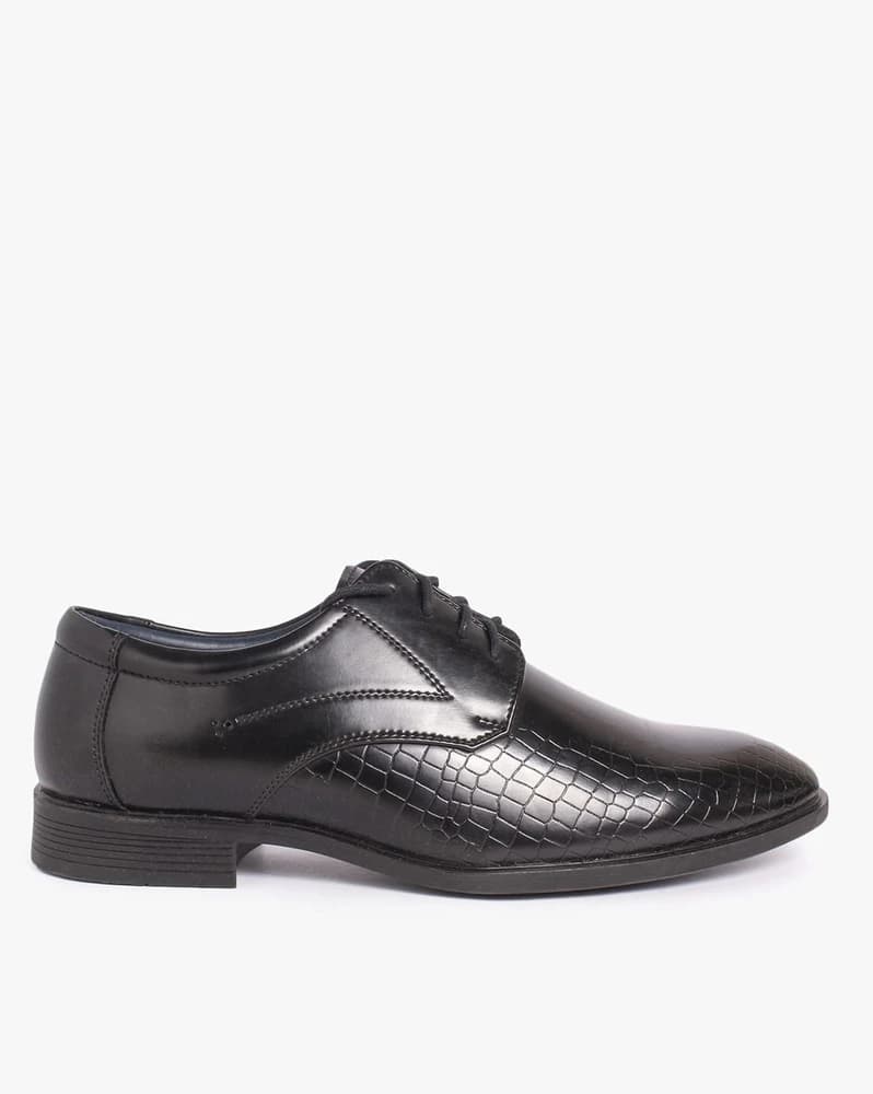 Men Croc-Embossed Lace-Up Derby Shoes
