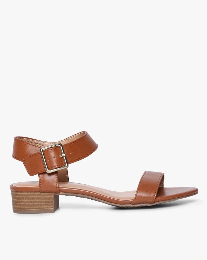 Chunky Heeled Sandals with Ankle Strap