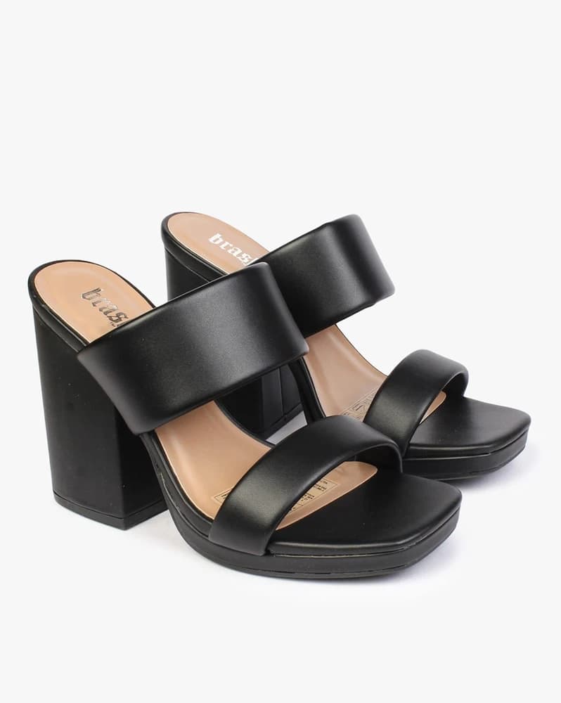 Double-Strap Block Heeled Sandals