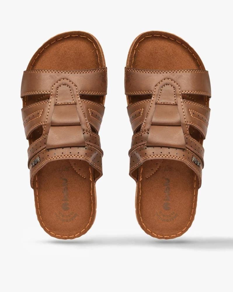 Strappy Slip-On Sandals with Perforations