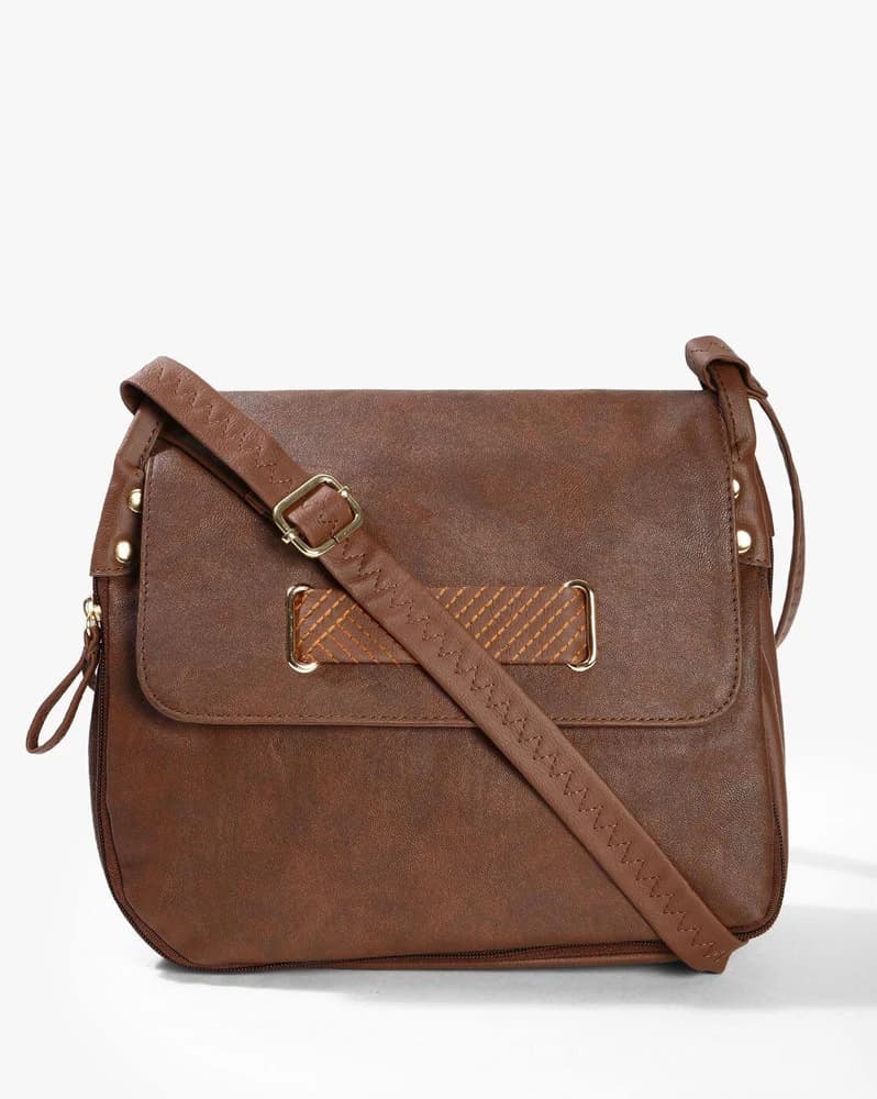Panelled Sling Bag with Adjustable Strap