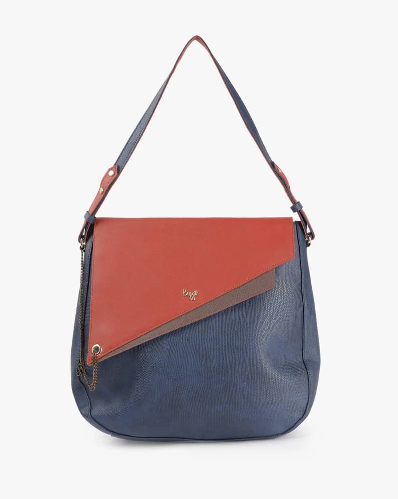 Awry Colourblock Shoulder Bag with Fold-Over Flap