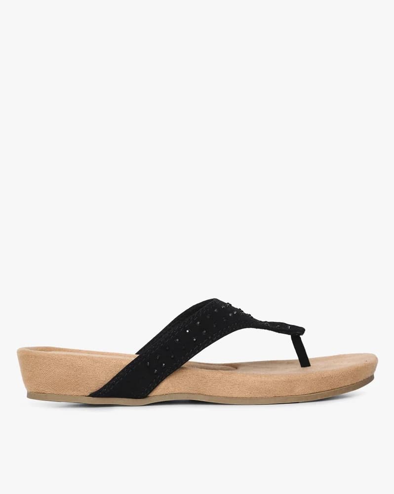Embellished Thong-Strap Flat Sandals