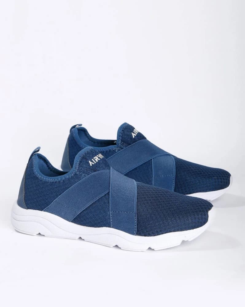 Textured Slip-On Sports Shoes with Criss-Cross Elasticated Straps