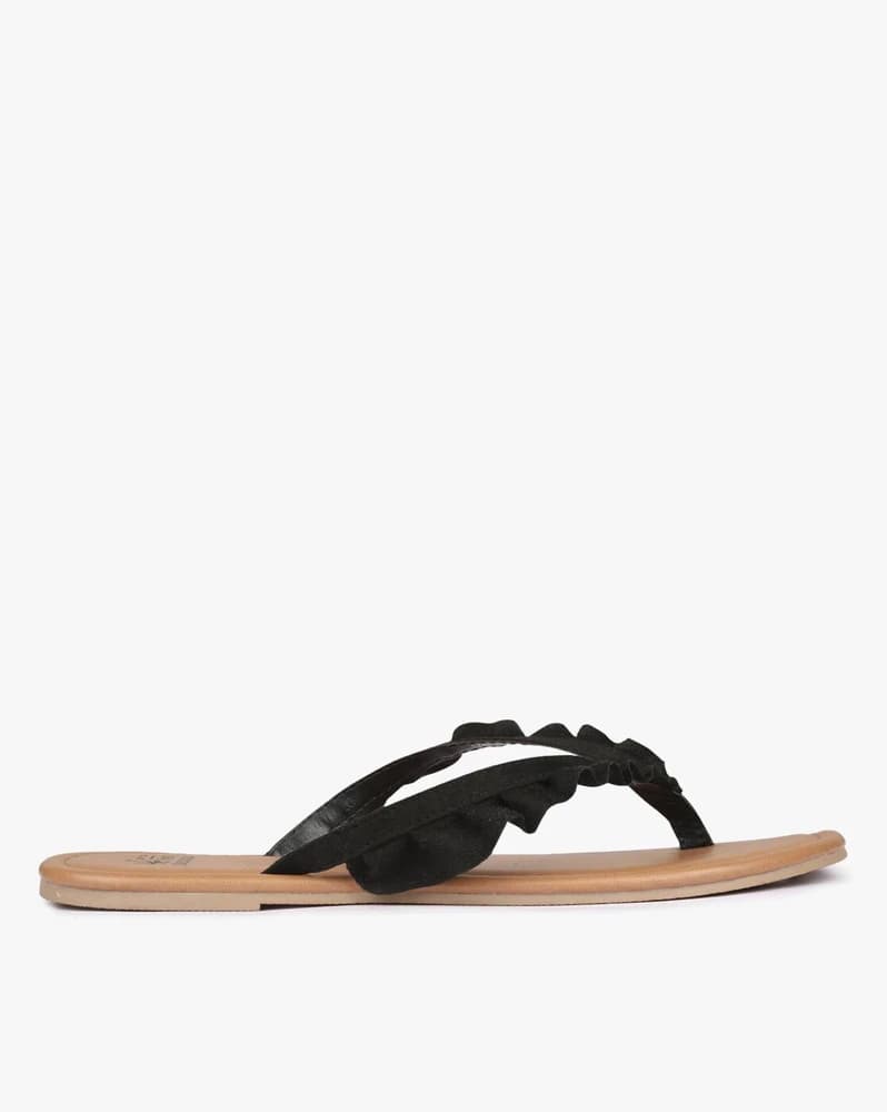 Ruffled Thong-Strap Slippers