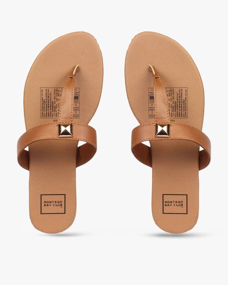 Open-Toe Thong-Strap Flat Sandals
