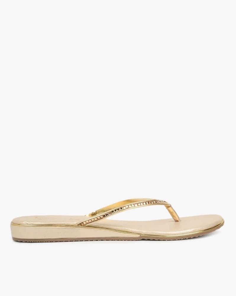 Textured Thong-Strap Flat Sandals