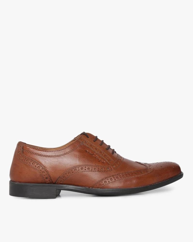Genuine Leather Oxford Shoes with Broguing