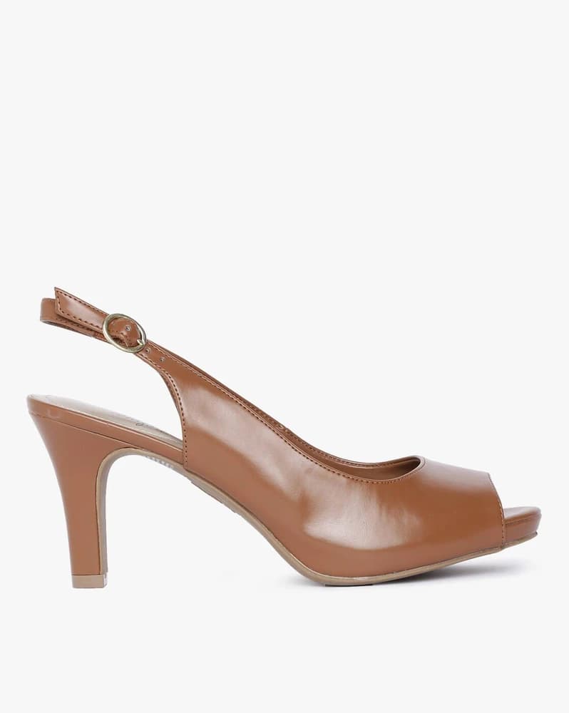Peep-Toe Slingback Stilettos