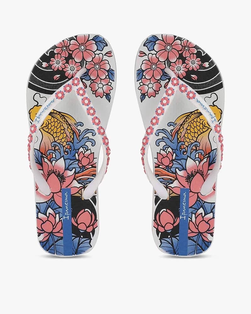 Floral Print Thong-Strap Flip-Flops