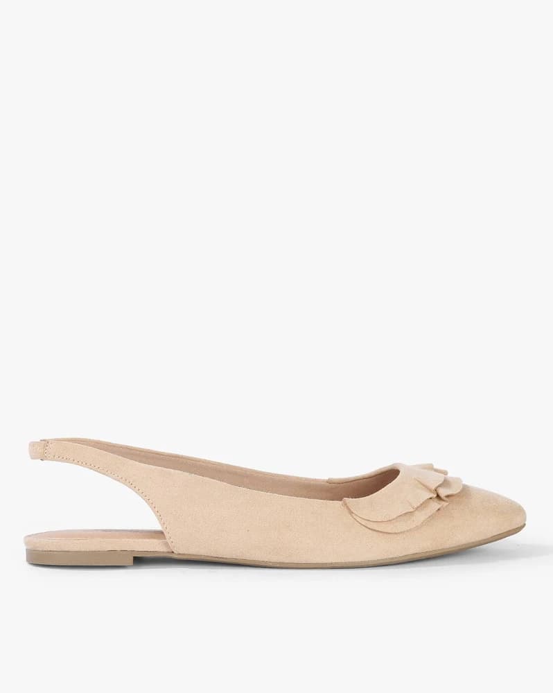 Ruffled Sling-Back Flat Sandals