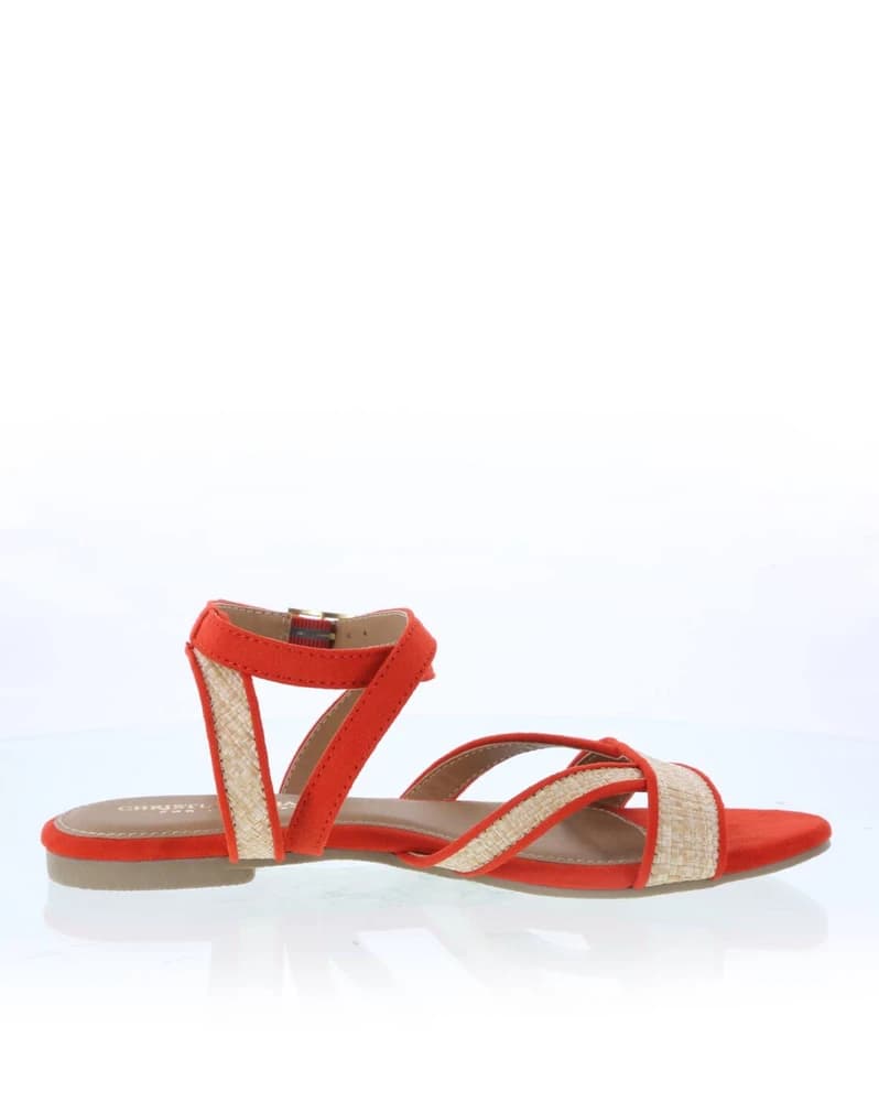 Basket-Weave Flat Sandals with Ankle Strap